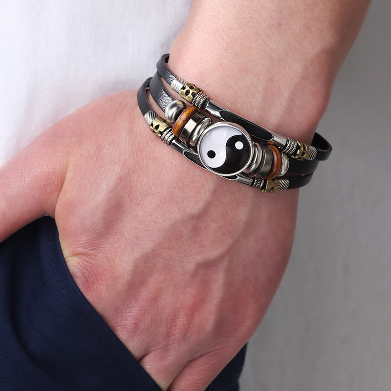 Wear FengShui Yin Yang Leather Balance Bracelet
