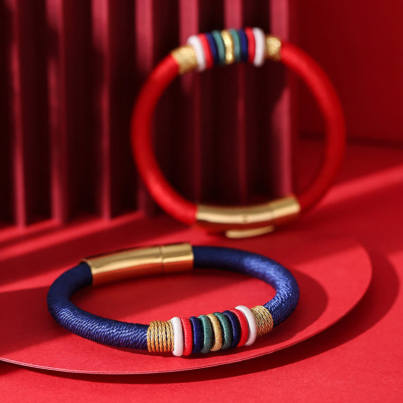 Wear FengShui Tibetan Handmade Colorful King Kong Knot Five Elements Luck Braid String Bracelet