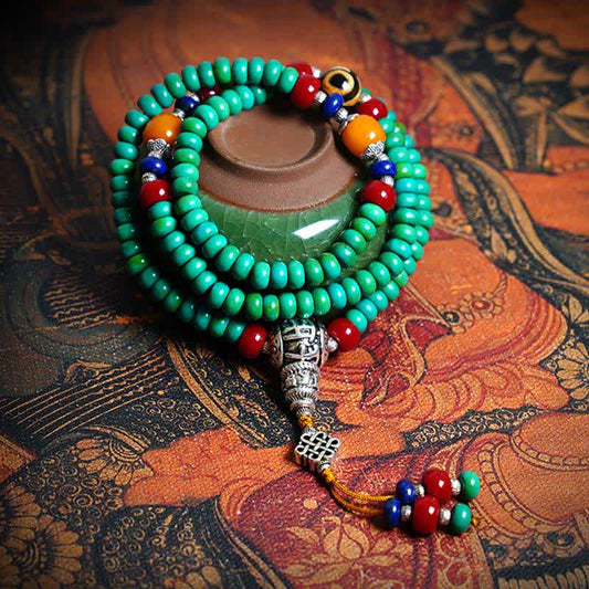 Wear FengShui 108 Mala Beads Tibetan Turquoise Dzi Bead Protection Bracelet