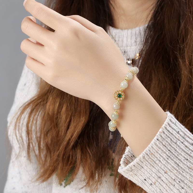 Wear FengShui Natural Jade Prosperity Bead Chain Bracelet