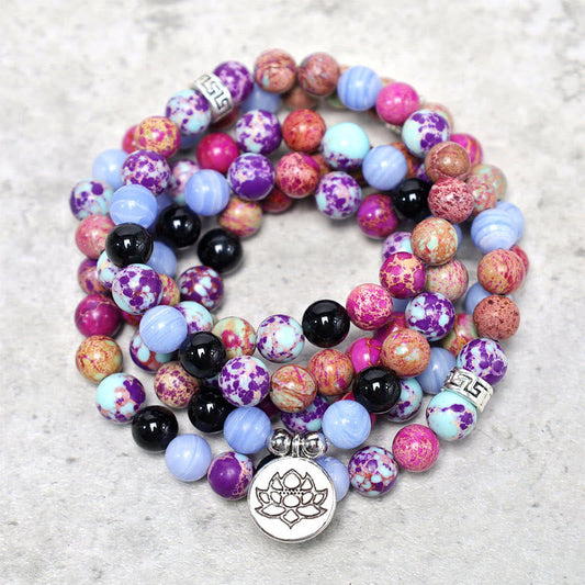 Wear FengShui Natural Purple Miano Real Stone Lotus Mala