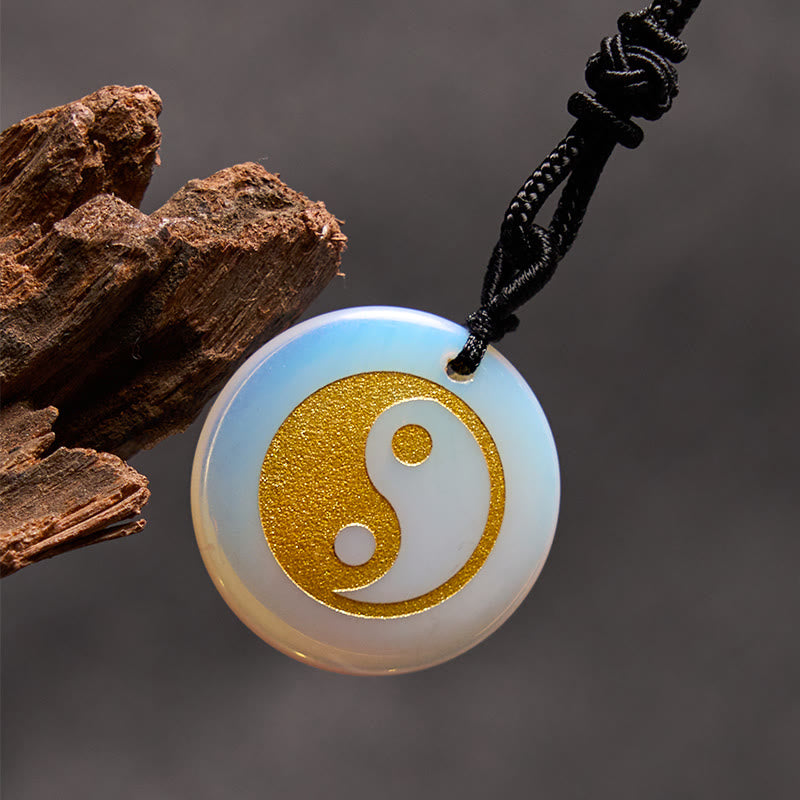 Wear FengShui Various Crystal Amethyst Tiger Eye Green Aventurine Yin Yang Spiritual Necklace Pendant
