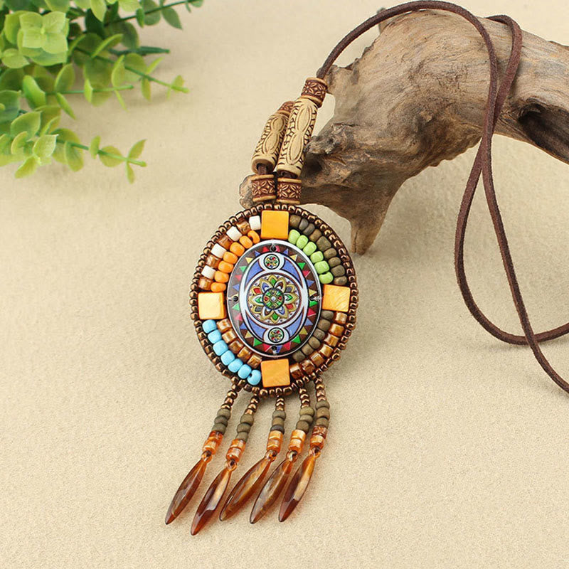Wear FengShui Mandala Pattern Beads Creativity Necklace Pendant
