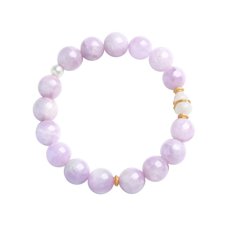 Wear FengShui Kunzite Hetian White Jade Gourd Love Spiritual Growth Bracelet