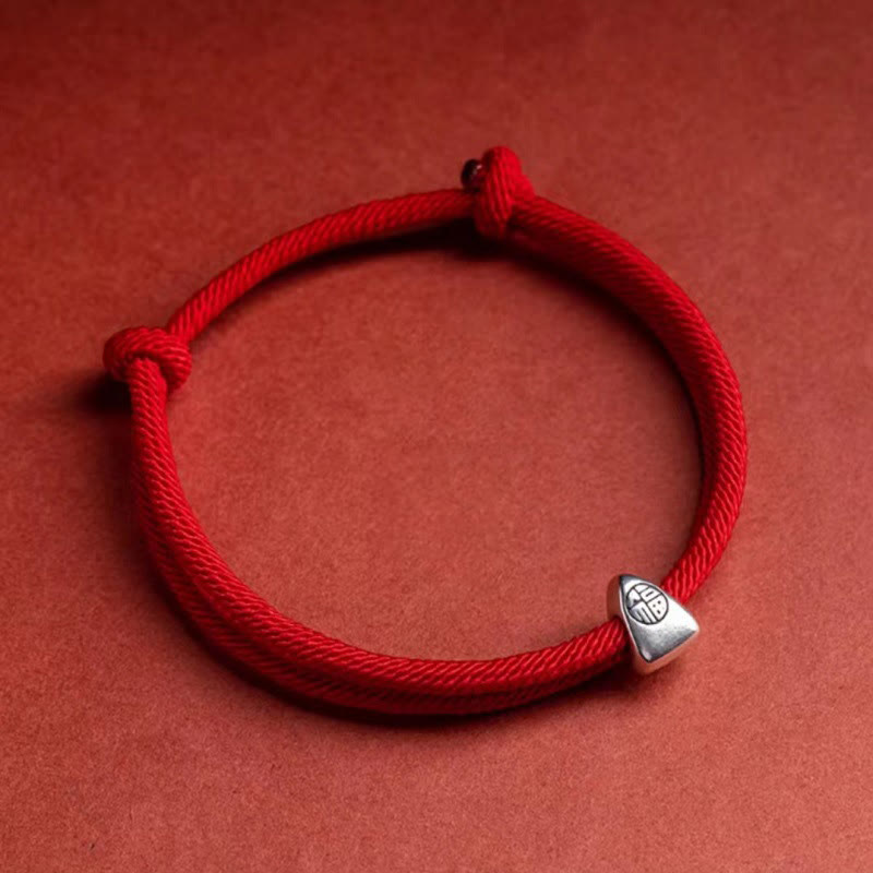 Wear FengShui 925 Sterling Silver Fu Character Blessing Handmade Braided Bracelet