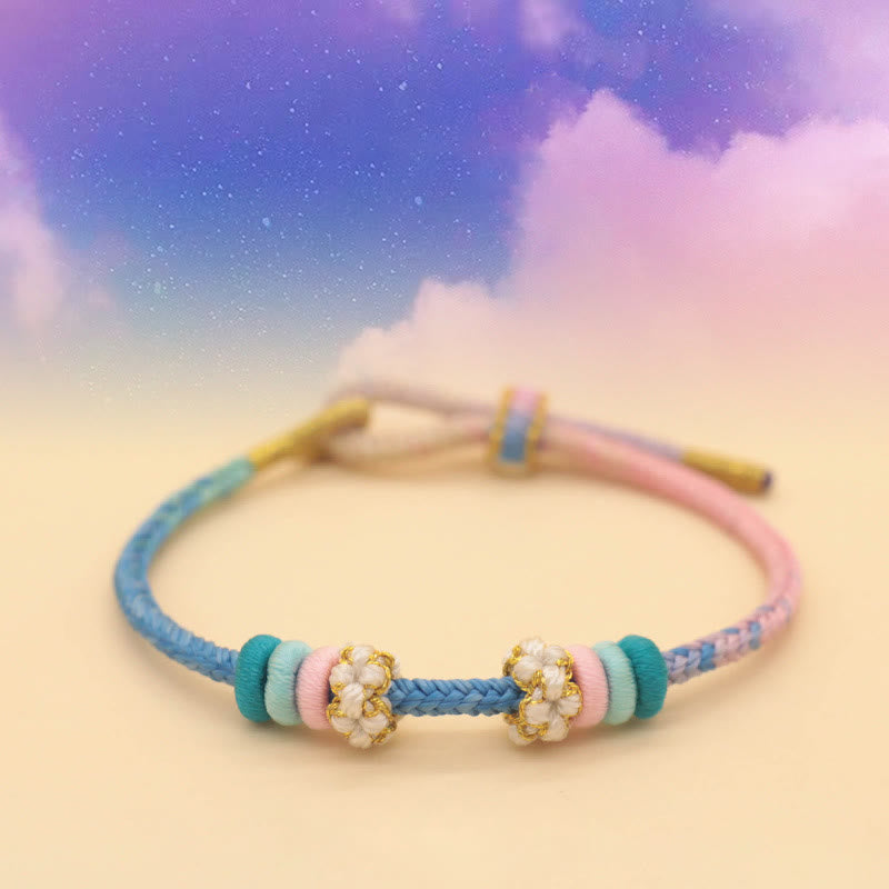 Wear FengShui Handmade Eight Thread Peace Knot Peach Blossom Knot Luck Rope Braided Bracelet