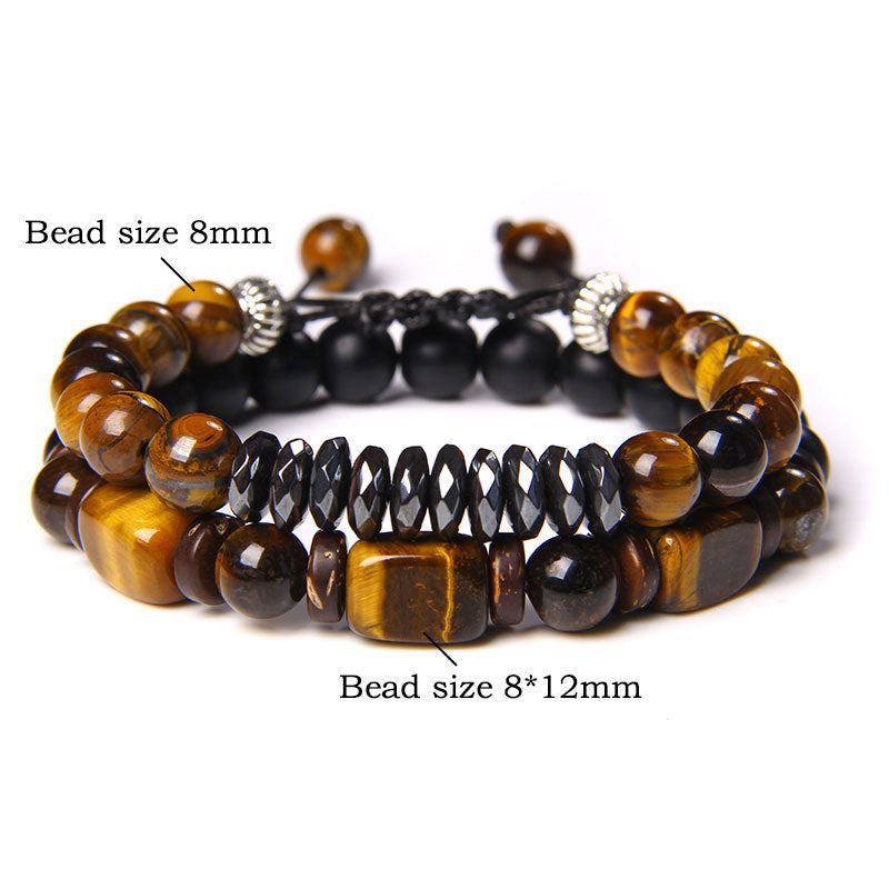 Wear FengShui Tiger Eye Frosted Stone Hematite Courage Bracelet