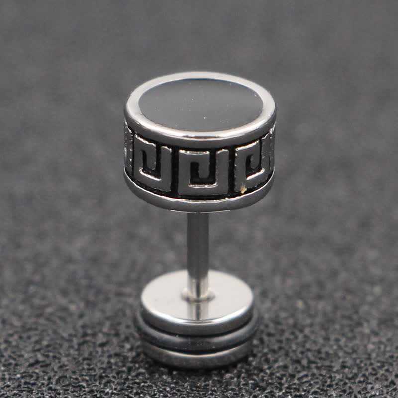 Wear FengShui Cool Men Titanium Steel Balance Round Stud Earrings