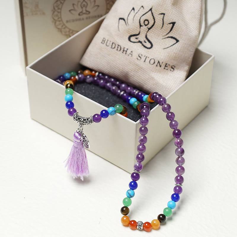 Wear FengShui Healing Crystal Mala Prayer Beads 108 Meditation Healing Multilayer Bracelet Necklace