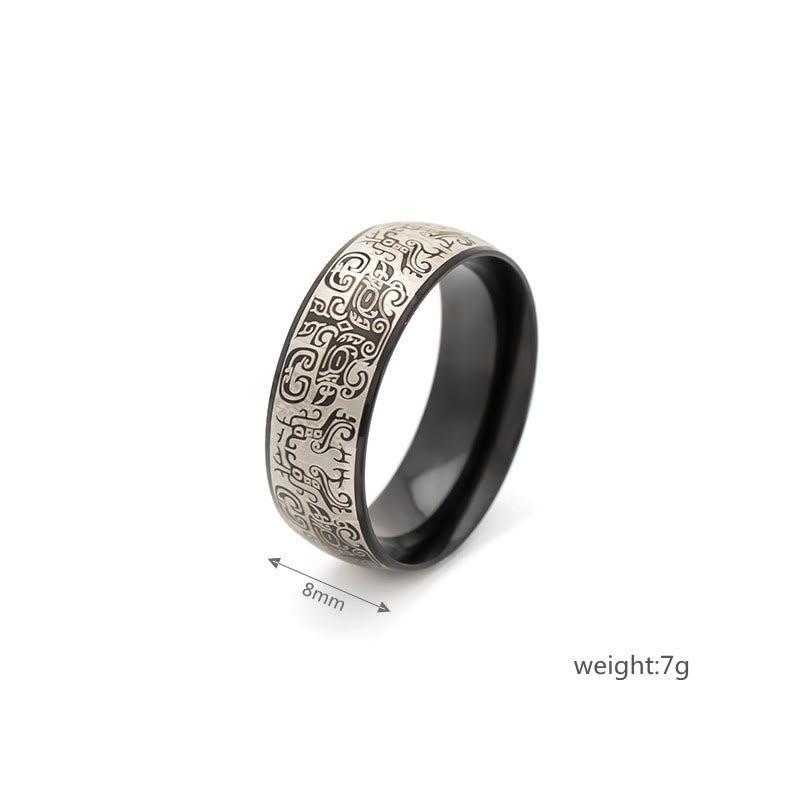 Wear FengShui Lucky Mythological Creature Taotie Wealth Titanium Steel Ring