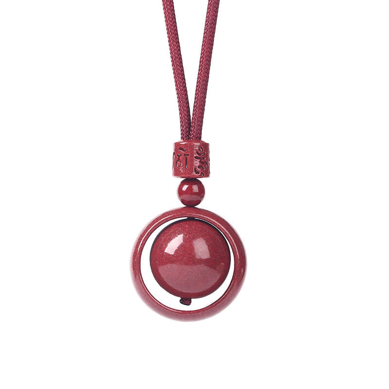Wear FengShui Cinnabar Om Mani Padme Hum PiXiu Blessing Lucky Bead Necklace Pendant