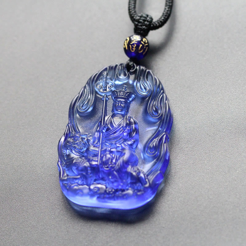 Wear FengShui Ksitigarbha Buddha Liuli Crystal Serenity Amulet Necklace Pendant