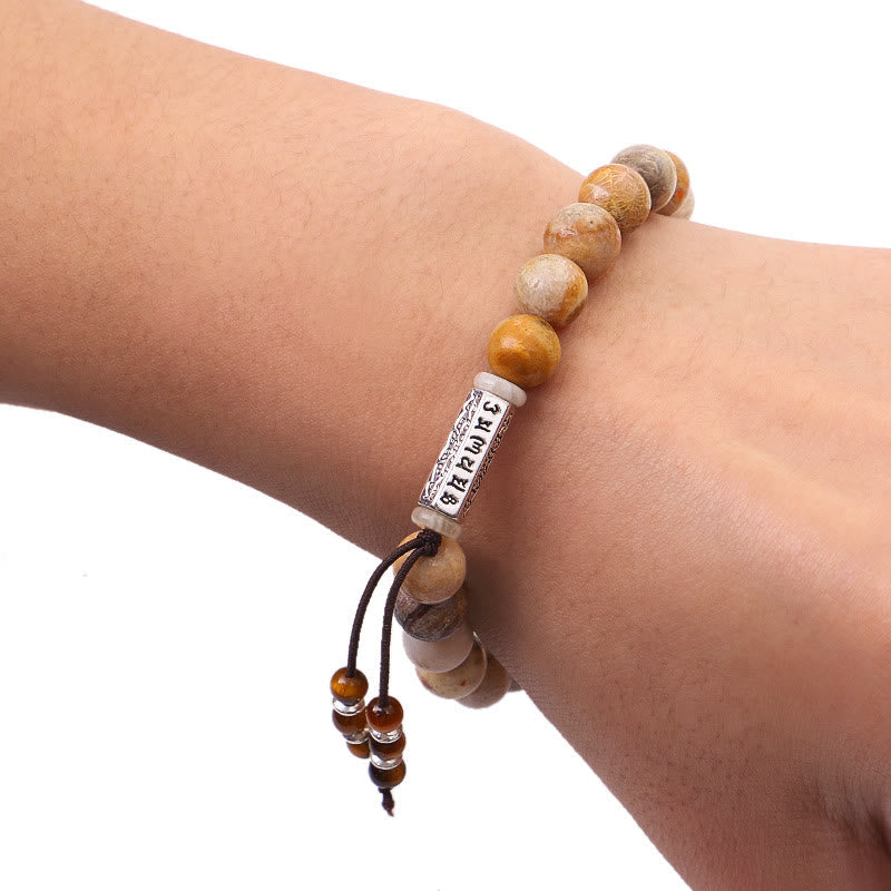Wear FengShui Weathered Stone Om Mani Padme Hum Strengthen Bracelet