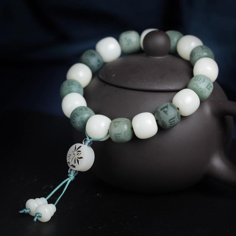 Wear FengShui White Bodhi Six True Words Protection Bracelet