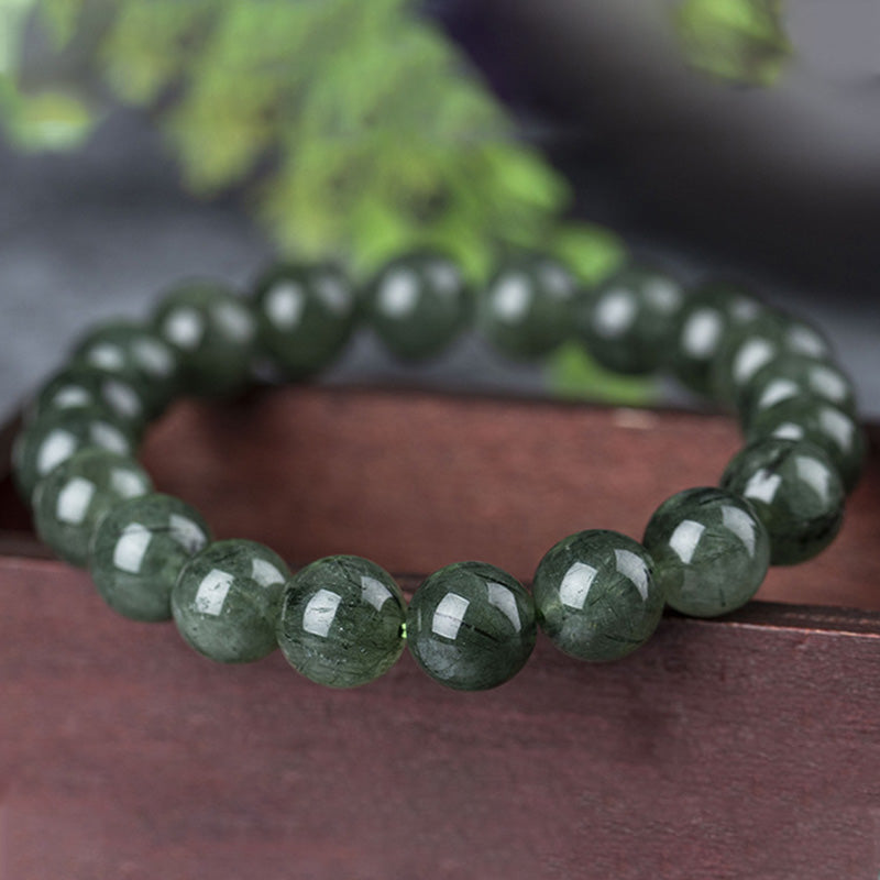 Wear FengShui Natural Green Crystal Blessing Wealth Bracelet