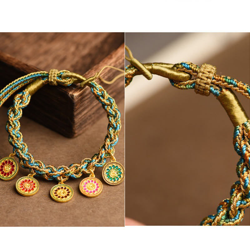 Wear FengShui Tibetan Five God Of Wealth Luck Handcrafted Braid String Bracelet