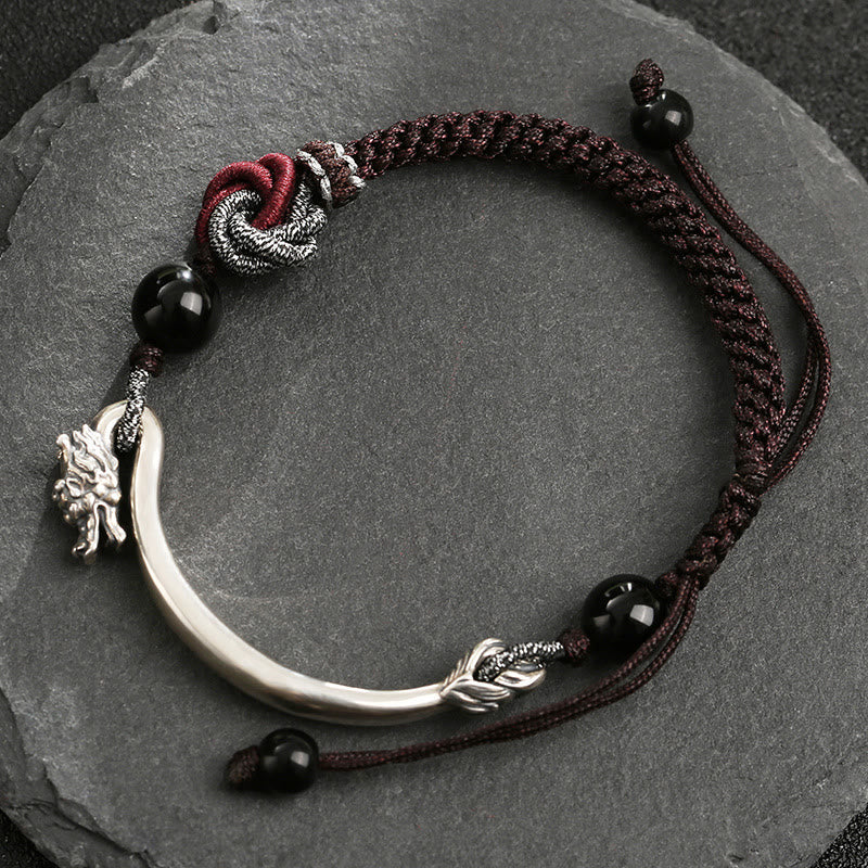 Wear FengShui 925 Sterling Silver Auspicious Dragon Success Handcrafted Braided Bracelet