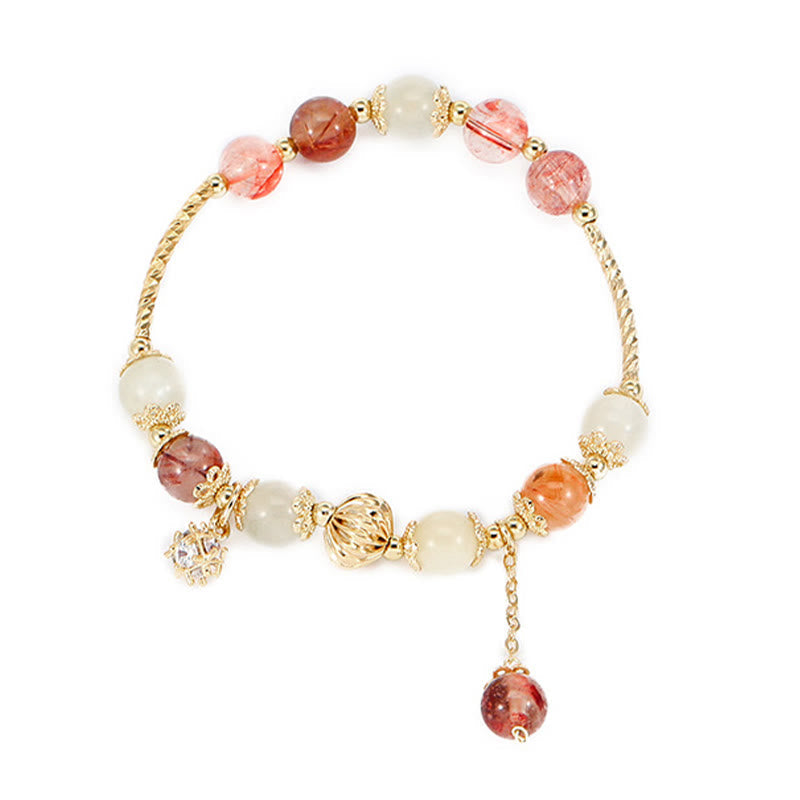 Wear FengShui Colorful Rutilated Quartz Cat Eye Zircon Auspiciousness Bead Bracelet