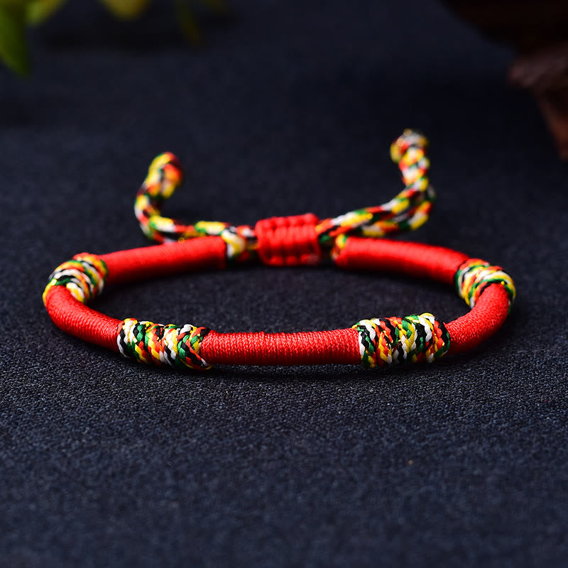 Wear FengShui Tibetan Handmade Colorful King Kong Knot Lucky Protection Braid String Bracelet