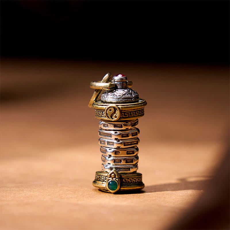 Wear FengShui Yin Yang Tower Copper Balance Rotatable Necklace Pendant