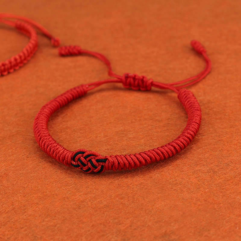 Wear FengShui 2Pcs Tibetan Luck Chinese Knot Protection String Bracelet