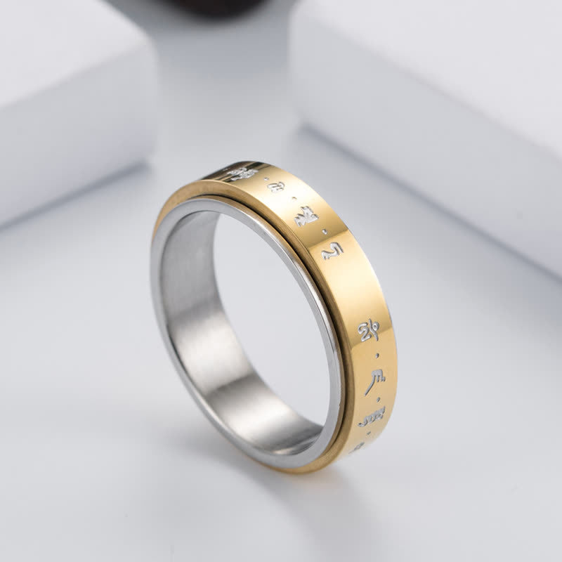 Wear FengShui Mantra Titanium Steel Balance Rotatable Ring