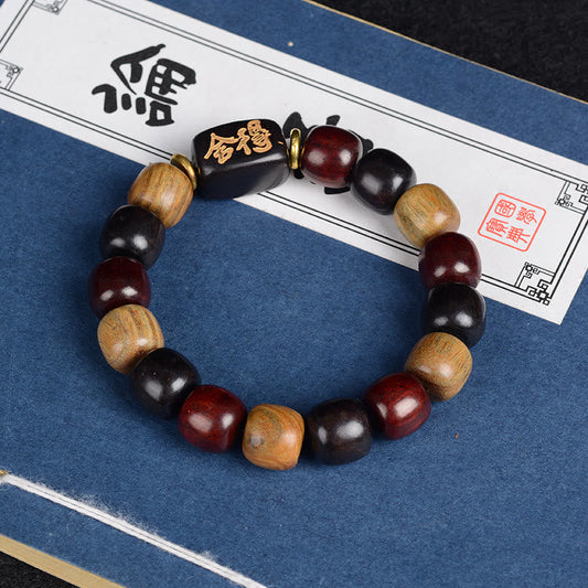 Wear FengShui Multicolored Green Sandalwood Ebony Wood Red Sandalwood Peace Bracelet
