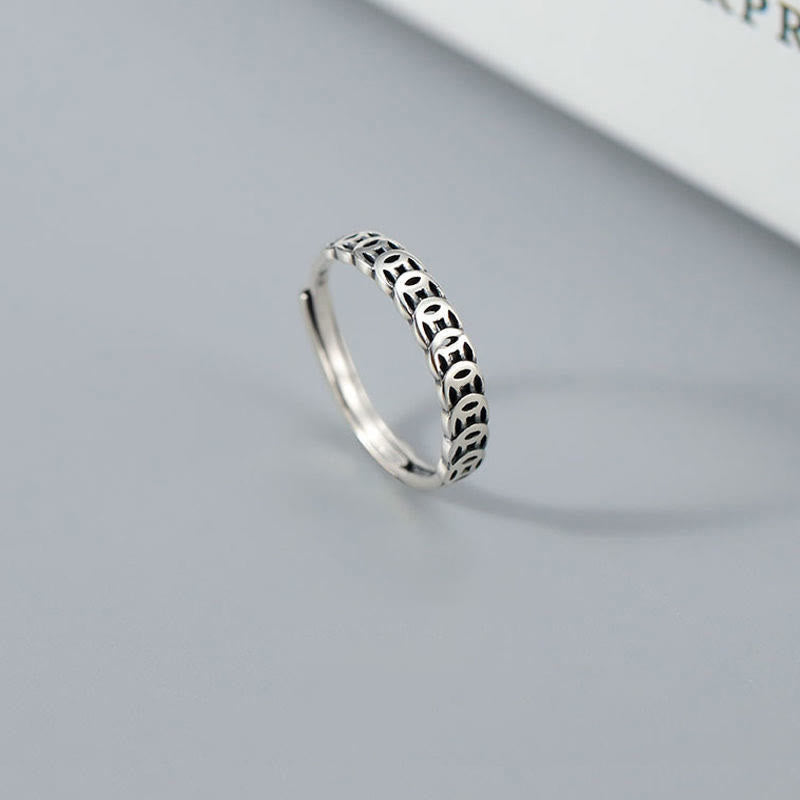 Wear FengShui Vintage Copper Coin Design Luck Adjustable Ring