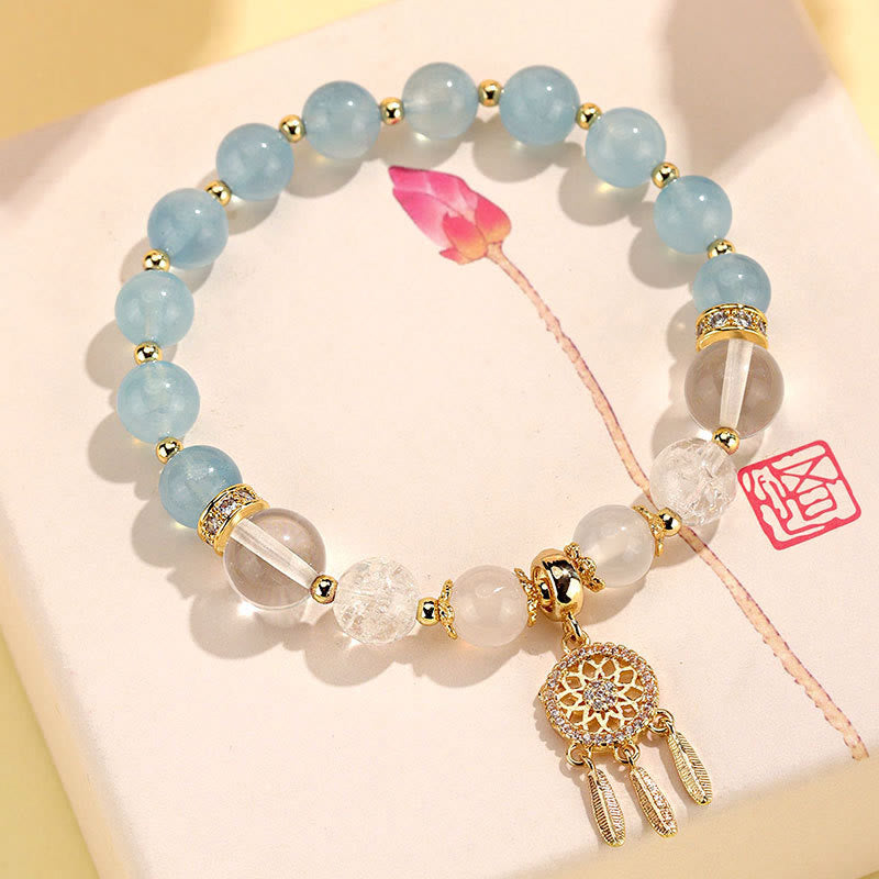 Wear FengShui Green Strawberry Quartz Amethyst Crystal Dreamcatcher Healing Bracelet