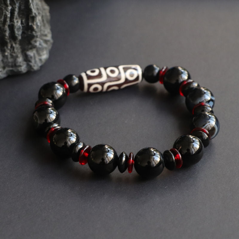 Wear FengShui Black Onyx Nine-Eye Dzi Bead Wealth Protection Bracelet