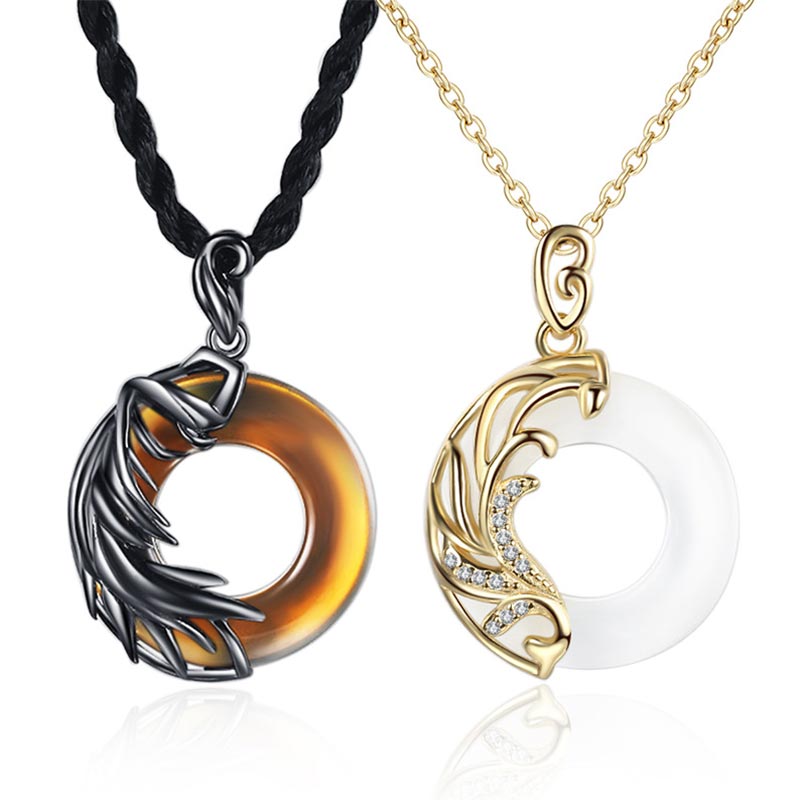 Wear FengShui Obsidian Chalcedony Meditation Round Pendant Necklace
