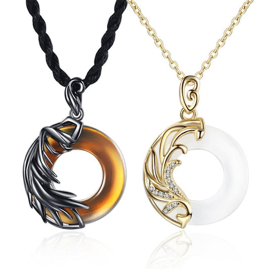 Wear FengShui Obsidian Chalcedony Meditation Round Pendant Necklace