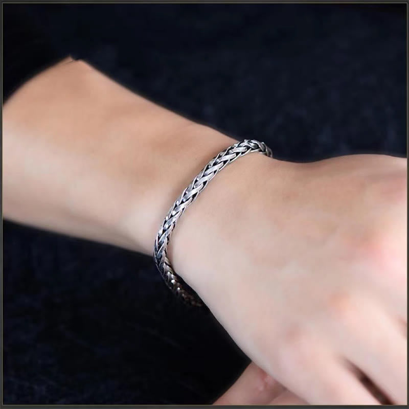 Wear FengShui Vintage Dragon Keel Braided Twisted Design Wealth Buckle Bracelet