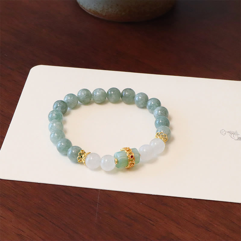 Wear FengShui Single Double Layer Jade Peace Buckle Luck Bracelet