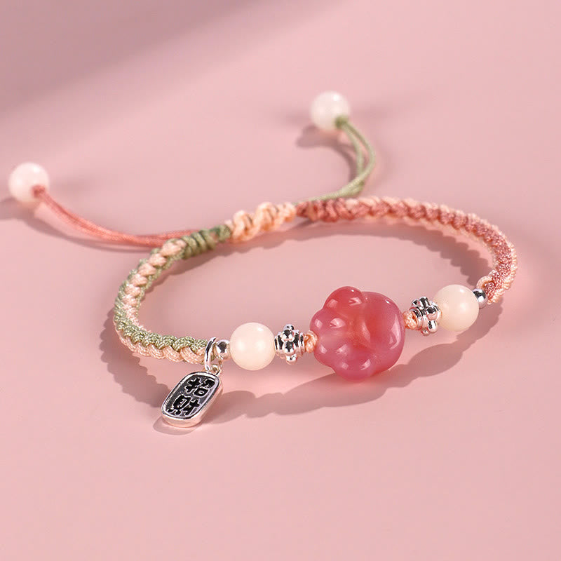 Wear FengShui Yanyuan Agate Cat Claw Paw White Bodhi Seed Fu Character Positive Braided Rope Bracelet