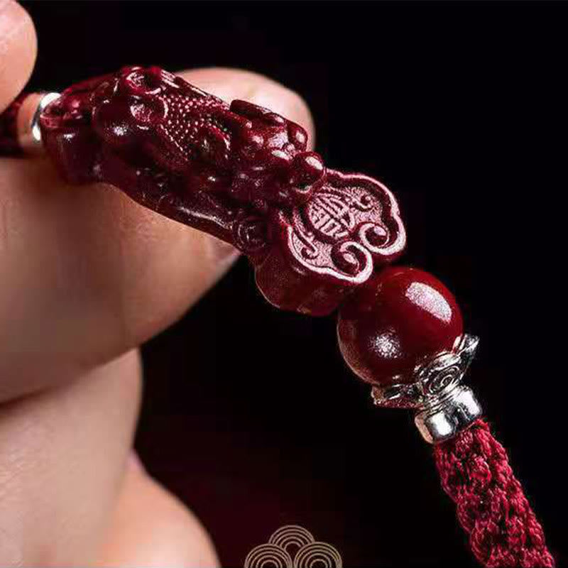 Wear FengShui Handcrafted PiXiu Cinnabar Wealth Luck Braided Bracelet