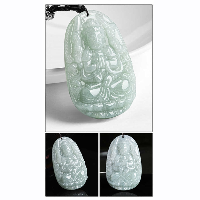 Wear FengShui Chinese Zodiac Natal Buddha Jade Wealth Prosperity Necklace Pendant