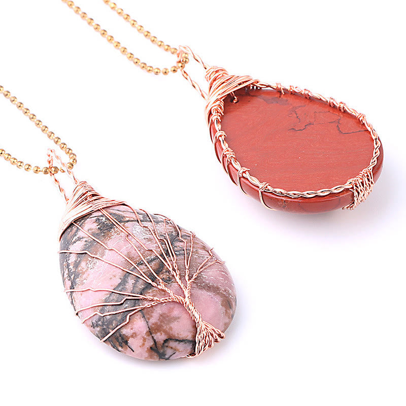 Wear FengShui Natural Quartz Crystal Tree Of Life Healing Energy Necklace Pendant