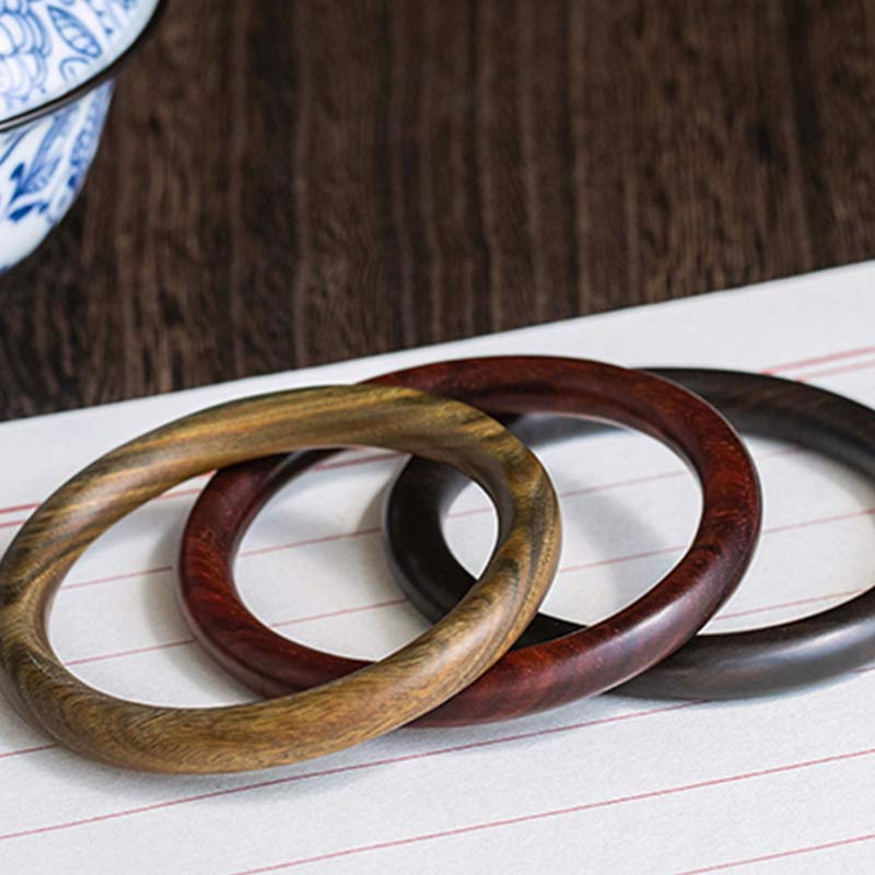 Wear FengShui Tibetan Small Leaf Red Sandalwood Ebony Green Sandalwood Protection Bracelet Bangle