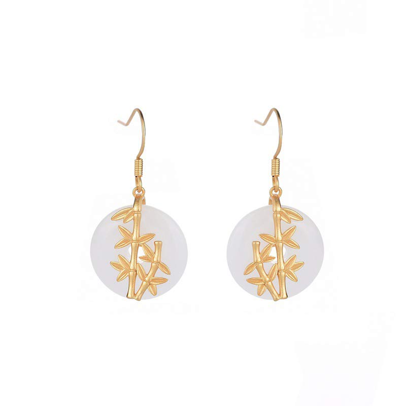 Wear FengShui FengShui White Jade Fortune Earrings