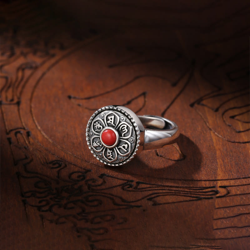 Wear FengShui Tibetan Om Mani Padme Hum Peace Rotatable Ring