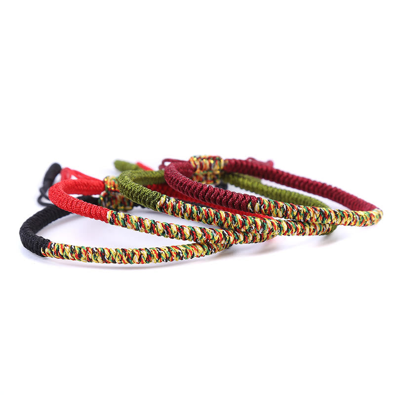 Wear FengShui Tibetan Handmade Multicolor King Kong Knot Luck Strength Braided Bracelet