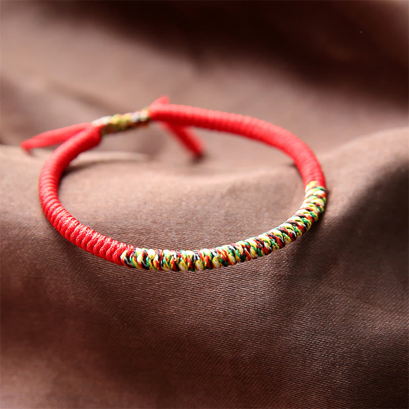 Wear FengShui Tibetan Handmade Multicolor King Kong Knot Luck Strength Braided Bracelet