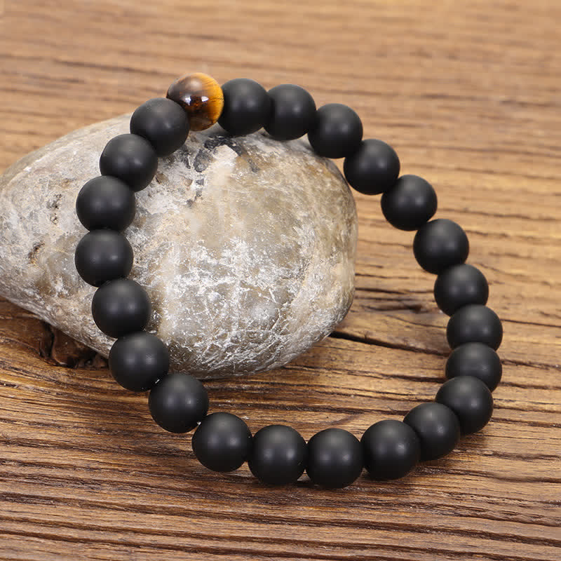 Wear FengShui 108 Mala Beads Frosted Stone Tiger Eye Balance Bracelet Necklace Pendant