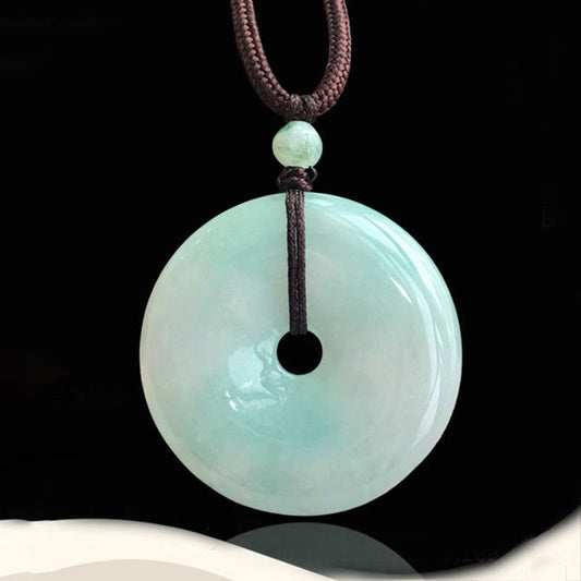 Wear FengShui Round Jade String Luck Necklace Pendant