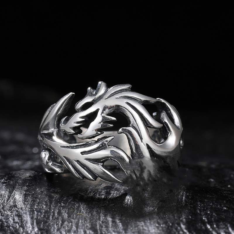 Wear FengShui Dragon Pattern Protection Strength Adjustable Ring