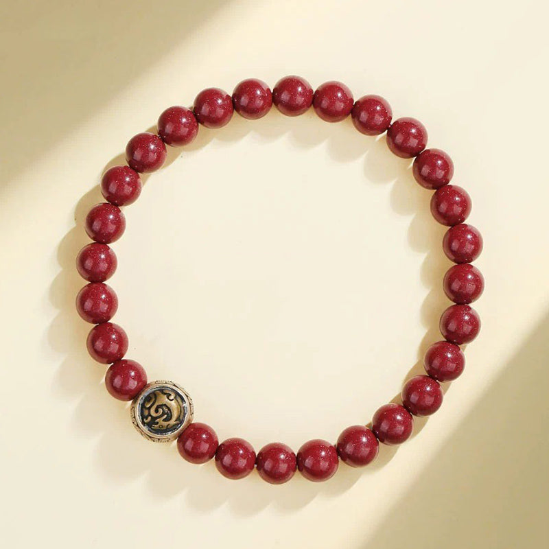 Wear FengShui 925 Sterling Silver Natural Cinnabar Four Beasts Blessing Bracelet