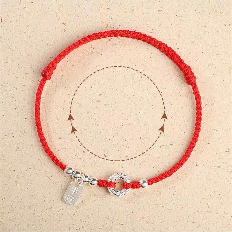 Wear FengShui 925 Sterling Silver Auspicious Clouds Peace Buckle Safe And Sound Bracelet Anklet