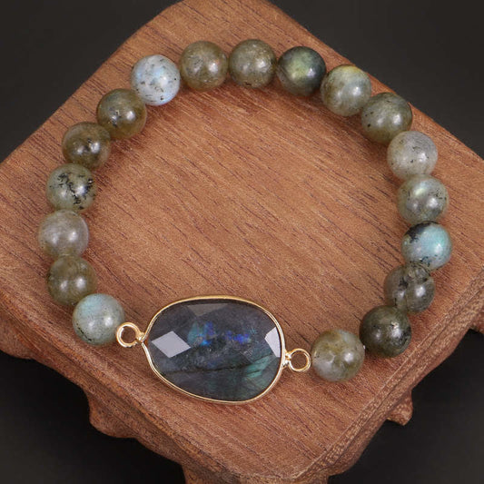 Wear FengShui Natural Labradorite Moonstone Support Healing Beaded Bracelet