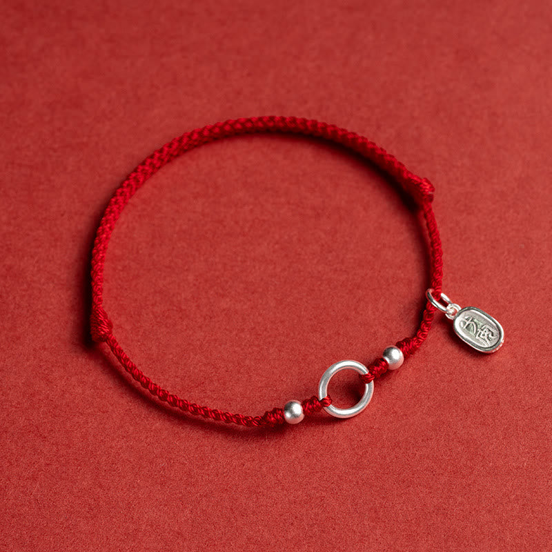 Wear FengShui 925 Sterling Silver Lucky Fortune Peace Joy Lotus Peace Buckle Red String Bracelet